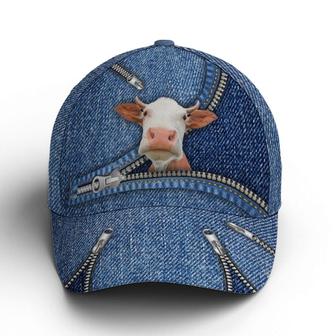 Cow Jean Zipper Style Baseball Cap Hat - Thegiftio UK