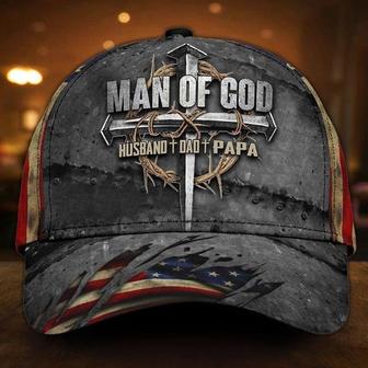 Cross Man Of God Husband Dad Papa Hat American Flag Cap Unique Christian Gifts For Men Hat - Thegiftio UK