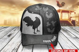 Custom Name Rooster Cap Rooster Cap Black And White, Love Rooster Classic Cap Hat - Thegiftio UK