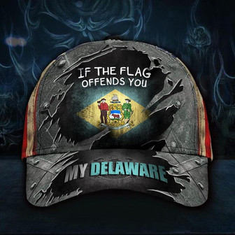 My Delaware Hat If The Flag Offends You Vintage USA Flag Baseball Cap Mens Delaware Gift Hat - Thegiftio UK