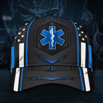 Ems Paramedic Blue Line American Flag Cap Honor Paramedic Gifts For Him Day Hat - Thegiftio UK