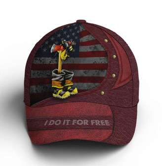 Firefighter I Do It For Free Red Leather Style Baseball Cap Hat - Thegiftio UK