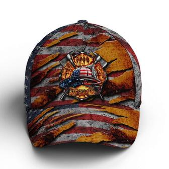 Firefighter Vintage US Flag Baseball Cap Hat - Thegiftio UK