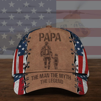 Fireman Papa The Man The Myth The Legend American Flag Hat Mens Vintage Caps Best Gift For Papa - Thegiftio
