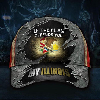 If The Flag Offends You My Illinois Hat Vintage USA Flag Baseball Cap Unique Gift For Men Hat - Thegiftio UK