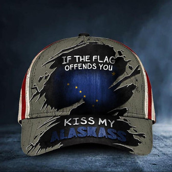 If The Flag Offends You Kiss My Alaskass Cap USA Flag Vintage Hat Funny Patriot Alaska Hat - Thegiftio UK