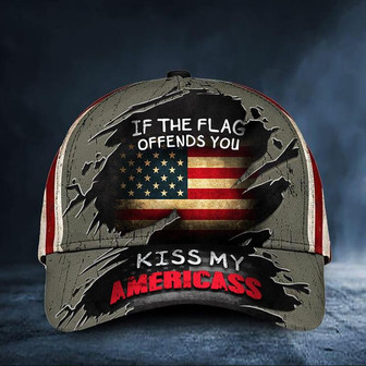 If The Flag Offends You Kiss My Americass Cap Funny American Flag Patriotic Hat Vintage Hat - Thegiftio UK