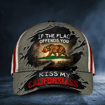 If The Flag Offends You Kiss My Californiass Cap USA Flag Bear California Republic Hat Vintage Hat - Thegiftio