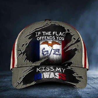 If The Flag Offends You Kiss My Iowass Cap USA Flag Hat Mens Patriotic Fun Sayings Hat - Thegiftio UK