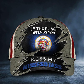 If The Flag Offends You Kiss My Minnesotass Cap American Flag Hat Mens Minnesota Gift Hat - Thegiftio UK
