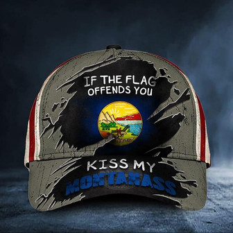 If The Flag Offends You Kiss My Montanass Cap American Flag Vintage Hat Montana State Hat - Thegiftio UK