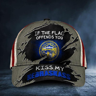 If The Flag Offends You Kiss My Nebraskass Cap USA Flag Hat Nebraska State Gift For Him Hat - Thegiftio UK