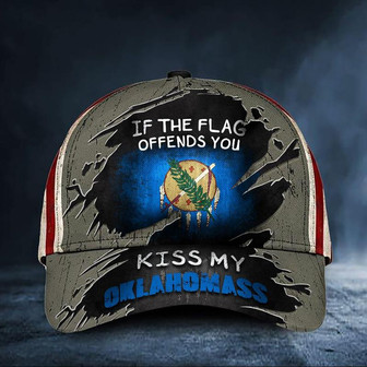 If The Flag Offends You Kiss My Oklahomass Cap Vintage USA Flag Oklahoma Men Unique Hat - Thegiftio UK