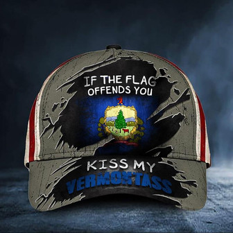 If The Flag Offends You Kiss My Vermontass Cap American Flag Unique Hat Vermont Products Hat - Thegiftio UK