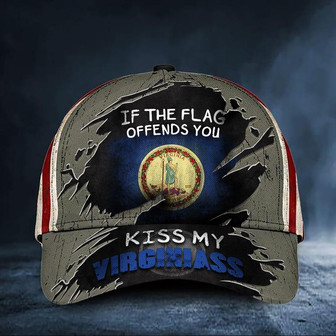 If The Flag Offends You Kiss My Virginiass Cap USA Flag Hat Funny Patriotic Unique Gift Hat - Thegiftio UK