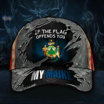 If The Flag Offends You My Maine Hat Vintage USA Flag Cap Patriotic Gift Ideas For Neighbors Hat - Thegiftio UK