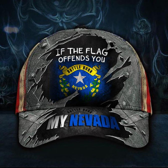 If The Flag Offends You My Nevada Hat Vintage USA Flag Cap Nevada State Patriotic Hat - Thegiftio