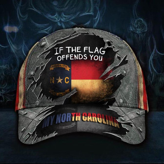 If The Flag Offends You My North Carolina Hat Vintage USA Flag Ball Cap Gift For Stepdad Ideas Hat - Thegiftio