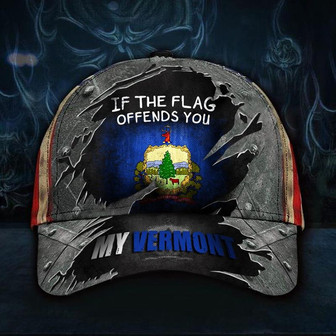 If The Flag Offends You My Vermont Hat Vintage USA Flag Ball Cap For Vermont Man Patriotic Hat - Thegiftio