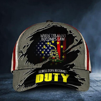 Gadsden Flag Hat When Tyranny Becomes Law Rebellion Becomes Duty USA Flag Cap Patriotic Gift Hat - Thegiftio UK