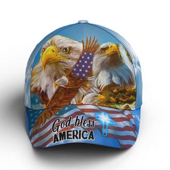 God Bless America Bald Eagle Baseball Cap Hat - Thegiftio UK