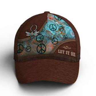 Hippie Let It Be Dragonfly Leather Style Baseball Cap Hat - Thegiftio UK