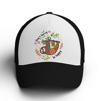 Hurry Be Happy Floral Sloth Baseball Cap Hat - Thegiftio UK