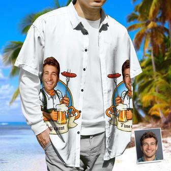 Custom Face Hawaiian Shirt BBQ & Beer Button-Down Short Sleeve Hawaiian Shirt - Seseable