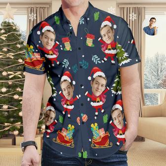 Custom Face Hawaiian Christmas Shirt Cute Santa Claus Hawaiian Shirt Christmas Gift for Men - Seseable