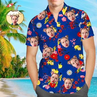 Custom Face Summer Flowers And Lemons Hawaii Shirt - Seseable