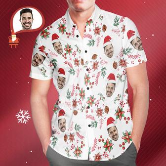 Custom Face Christmas Pattern Hawaiian Shirts Funny Personalized Photo Hawaiian Shirt For Men | Seseable CA