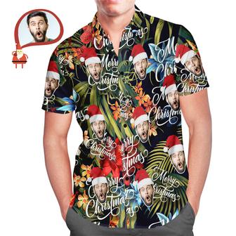 Men's Custom Face Merry Christmas All Over Print Hawaiian Shirts | Seseable CA