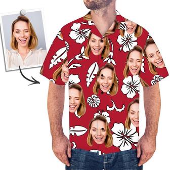Custom Face Hawaiian Shirts Flowers And Leaves Beach Summer Short Sleeve - Seseable
