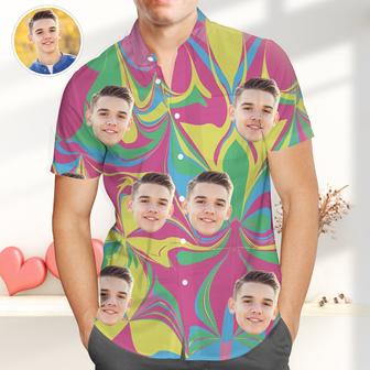 Custom Face Hawaiian Shirt, Colorful Short Sleeve Hawaiian Shirt, Great Valentines Gift - Seseable