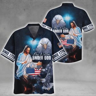 Christian Jesus One Nation Under God Since 1776 Hawaiian Shirt - Seseable