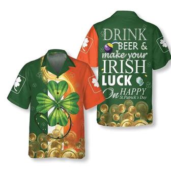 Hawaiian Aloha Shirts St Patrick's Day Beer And Irish Luck, St Patrick's Day Hawaiian shirt - Seseable