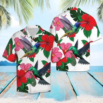 Hummingbird And Hibiscus Hawaiian Aloha Shirts Summer Gift For Men And Women | Seseable UK