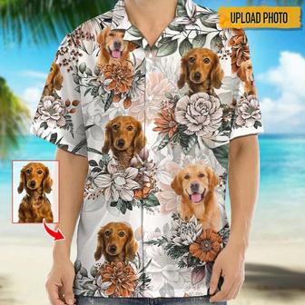 Custom Photo Dog Flower Hawaiian Shirt - Seseable