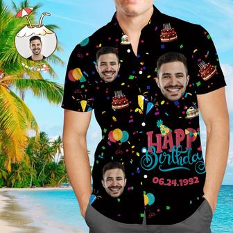 Custom Face Happy Birthday Hawaiian Shirt Men's All Over Print Unique Birthday Gift - Seseable