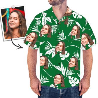 Custom Face Green Hawaiian Shirt - Seseable