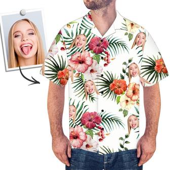 Custom Face Shirt Men's Hawaiian Shirt Colorful Flowers - Seseable