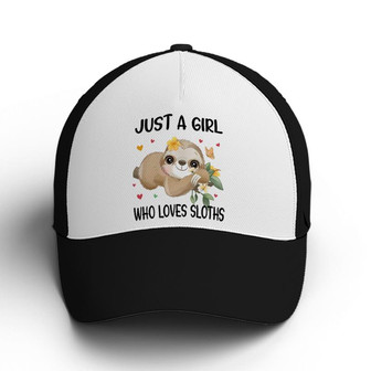 Just A Girl Loves Sloths Floral Baseball Cap Hat - Thegiftio