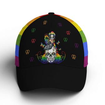 LGBT Girl And Sugar Skull Rainbow Baseball Cap Hat - Thegiftio UK