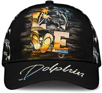 Love Dolphin Black Simple and Beautiful Printed Unisex Hat Classic Cap, Snapback Cap, Baseball Cap - Thegiftio UK