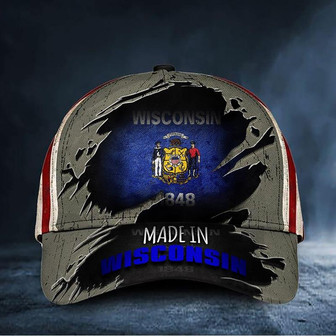 Made In Wisconsin Hat Wisconsin 1848 Baseball Cap Patriotic Gifts For Him Hat - Thegiftio