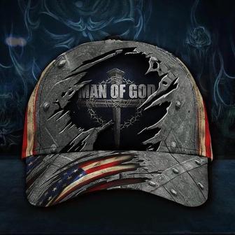 Man Of God American Flag Cap Patriotic Cross Christian Products Gift Items Ideas For Men Hat - Thegiftio UK