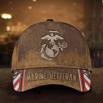 Marine Veteran Hat Old Retro USA Flag Proud Served Marine Corps Veteran Cap Gifts Hat - Thegiftio UK