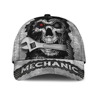 Mechanic Skull Net Silver Hat Classic Cap Gift For Her, Human Cap, Trending Cap, American Cap Hat - Thegiftio UK