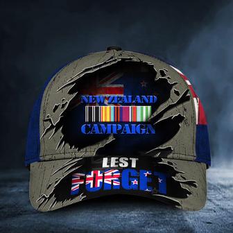 New Zealand Campaign Lest Forget Flag Hat Patriotic Remembrance Veterans Cap Merch Hat Classic Cap - Thegiftio UK