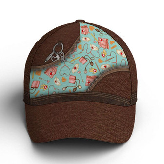 Nurse Pattern Leather Style Baseball Cap Hat - Thegiftio UK